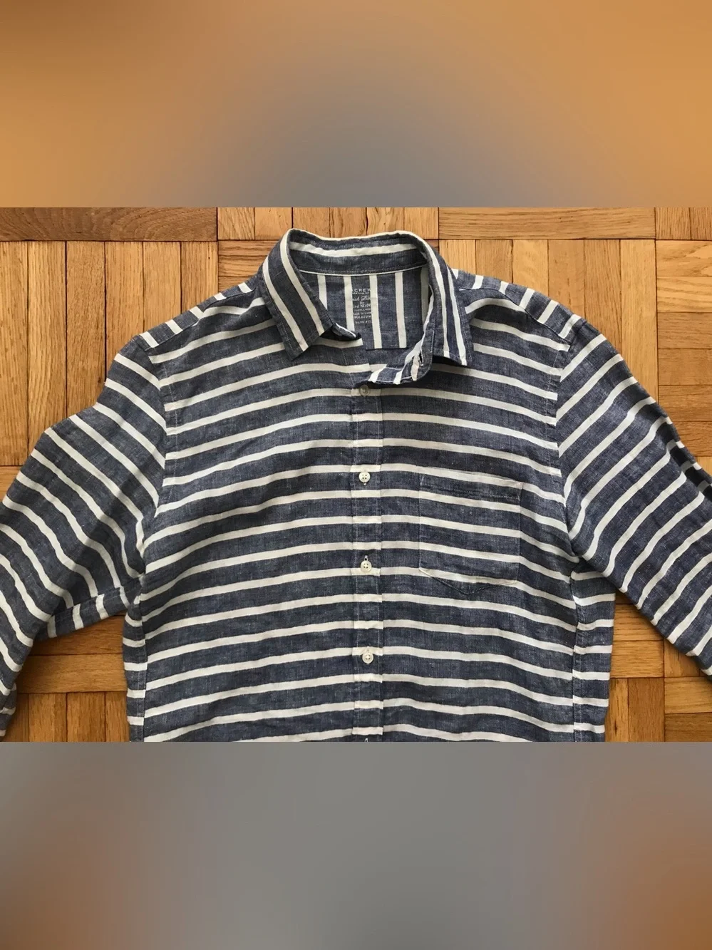Size Medium Mens J.Crew Baird McNutt Irish Linen Slim Fit Shirt Blue Stripes